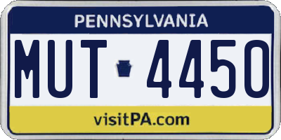 PA license plate MUT4450