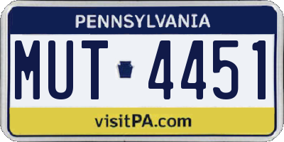 PA license plate MUT4451