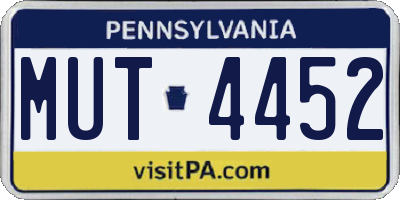 PA license plate MUT4452