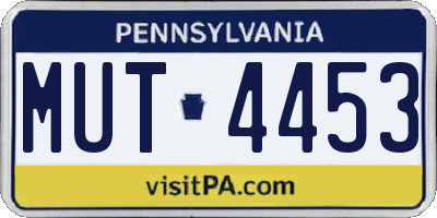 PA license plate MUT4453
