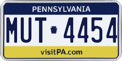 PA license plate MUT4454