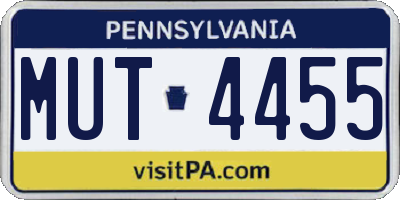 PA license plate MUT4455