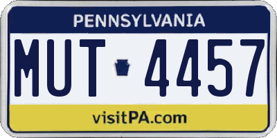 PA license plate MUT4457