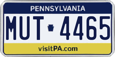 PA license plate MUT4465
