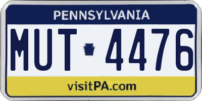 PA license plate MUT4476