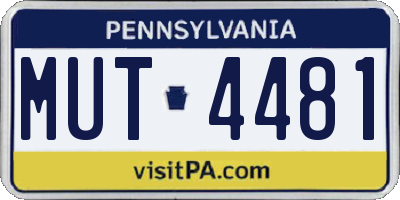 PA license plate MUT4481
