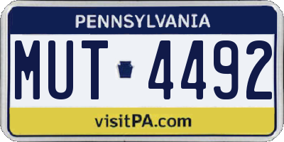 PA license plate MUT4492