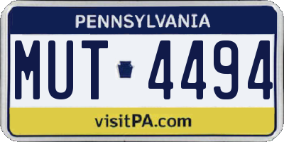 PA license plate MUT4494