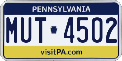 PA license plate MUT4502