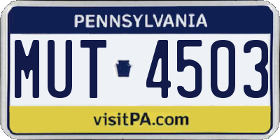 PA license plate MUT4503