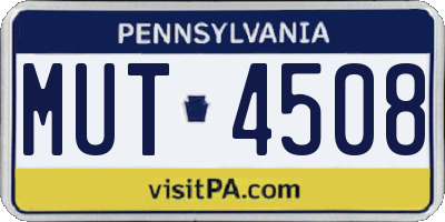 PA license plate MUT4508