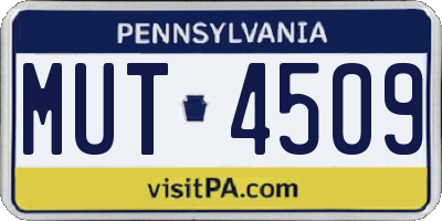 PA license plate MUT4509