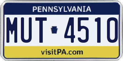 PA license plate MUT4510