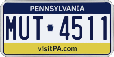 PA license plate MUT4511