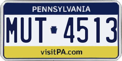 PA license plate MUT4513