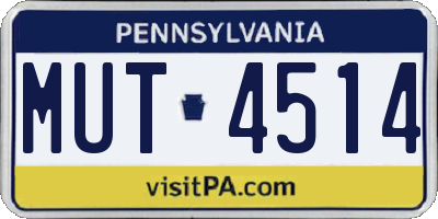 PA license plate MUT4514