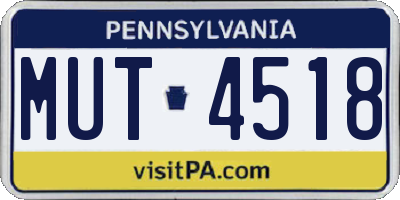 PA license plate MUT4518