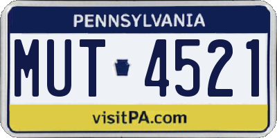 PA license plate MUT4521