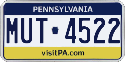 PA license plate MUT4522