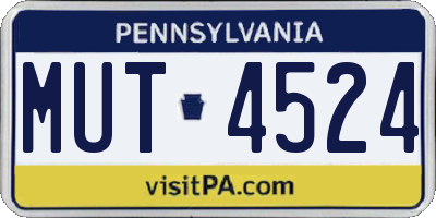PA license plate MUT4524