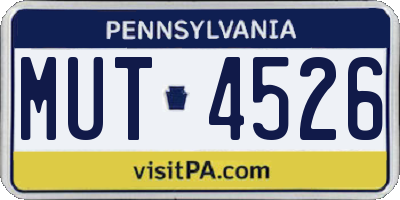PA license plate MUT4526