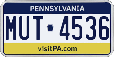 PA license plate MUT4536