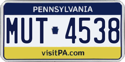 PA license plate MUT4538