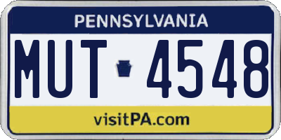 PA license plate MUT4548