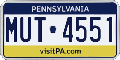 PA license plate MUT4551
