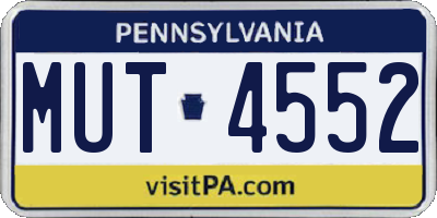 PA license plate MUT4552