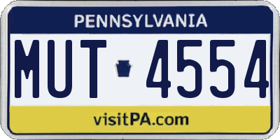 PA license plate MUT4554