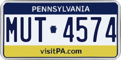 PA license plate MUT4574