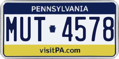 PA license plate MUT4578