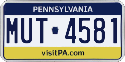PA license plate MUT4581