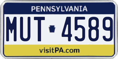 PA license plate MUT4589