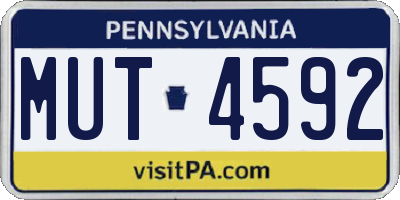 PA license plate MUT4592