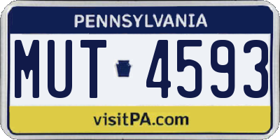 PA license plate MUT4593