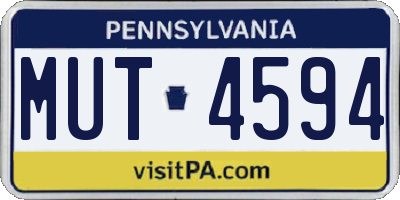 PA license plate MUT4594