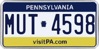 PA license plate MUT4598