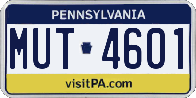 PA license plate MUT4601