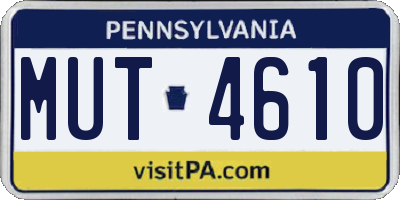 PA license plate MUT4610