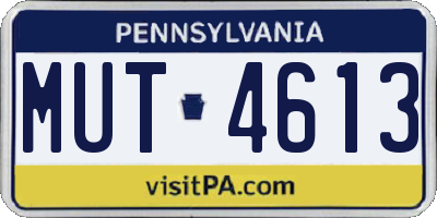 PA license plate MUT4613