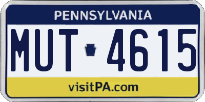 PA license plate MUT4615