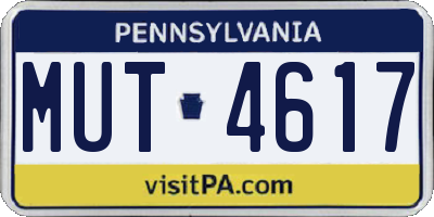 PA license plate MUT4617