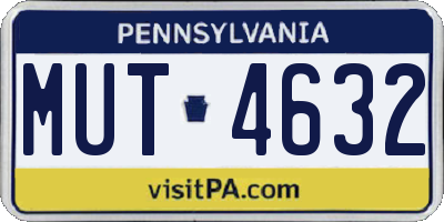 PA license plate MUT4632