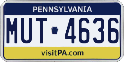 PA license plate MUT4636