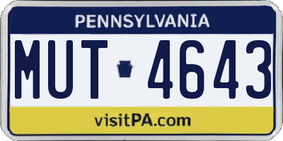 PA license plate MUT4643