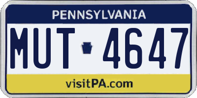 PA license plate MUT4647