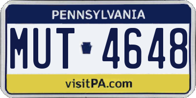 PA license plate MUT4648