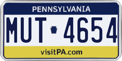 PA license plate MUT4654